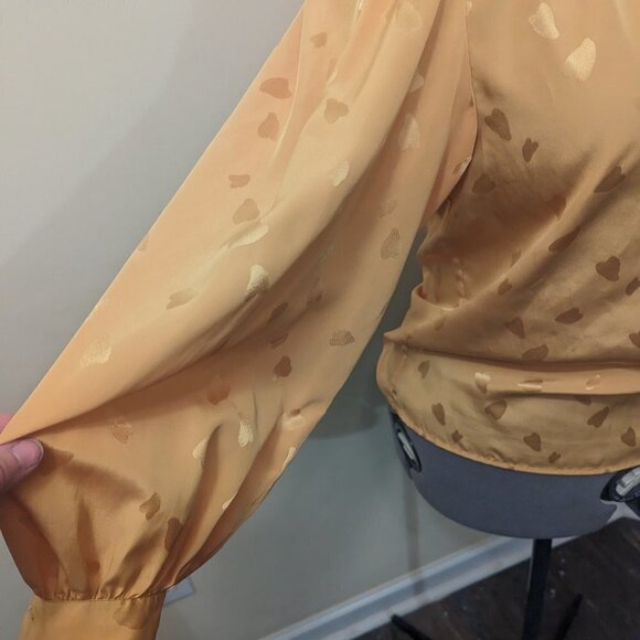 VINTAGE 1980S bright yellow CiaoSport Ltd. blouse - size 12 bow collar - Picture 3 of 9